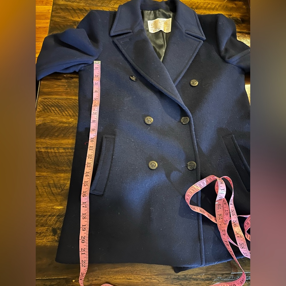 Pendleton Virgin Wool Navy Peacoat Vintage USA Double Breasted Coat M - Picture 9 of 11